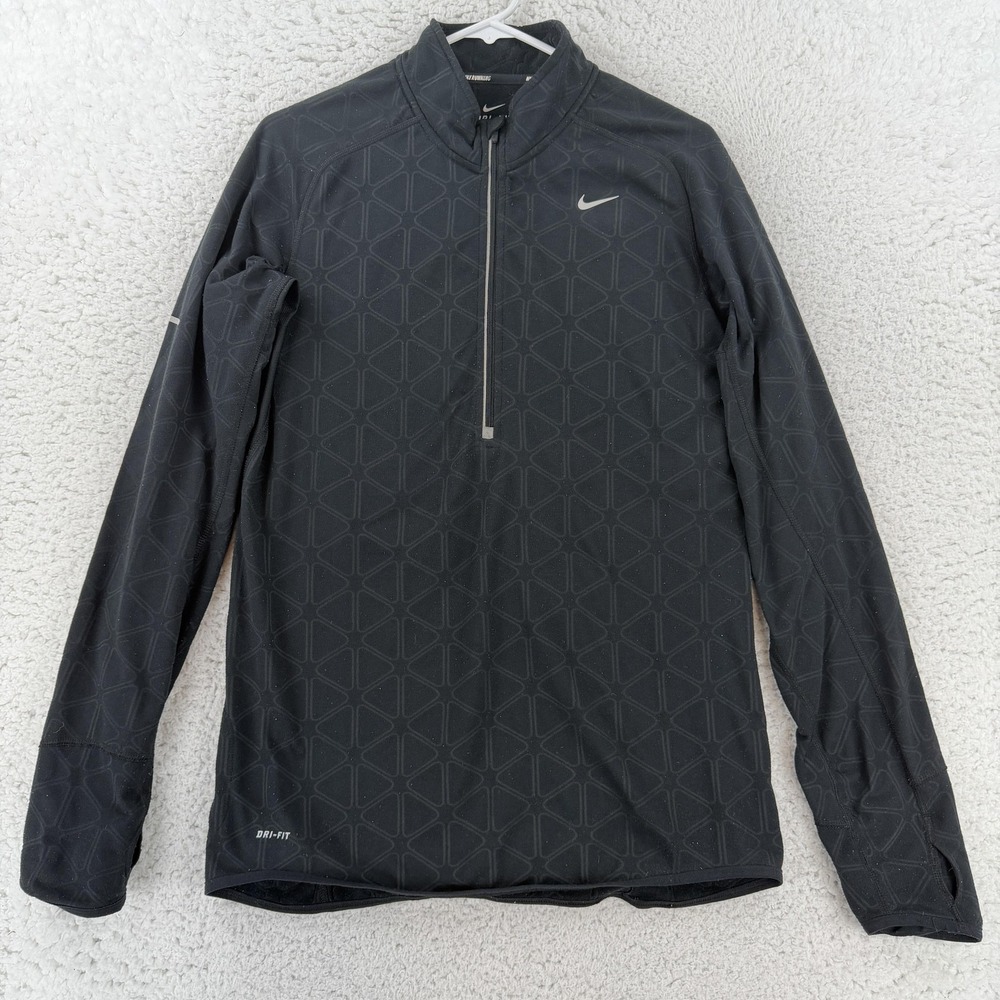 Nike Dri-FIT Element Mens Medium Black 1/4 Zip Running Pullover 424862-010